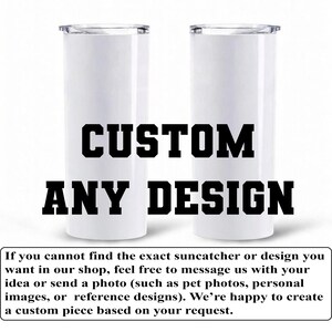 two white cylindrical containers with the text "CUSTOM ANY DESIGN" prominently displayed in the center.