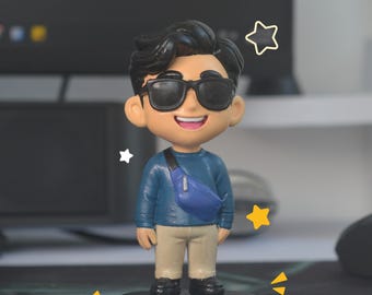 Figura Chibi personalizada a partir de una foto: figura impresa en 3D personalizada, minipersonaje pintado a mano, regalo ideal.