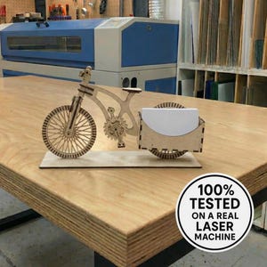 Portatarjetas de visita de bicicleta de madera cortado a láser - Archivo SVG (Descarga digital)