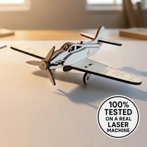 Laser Cut Model Airplane Puzzle Kit with Engraved Details – SVG File (Digital Download) + Instructions