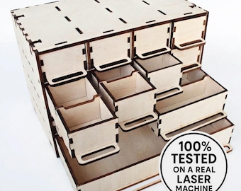 Desk Organizer: Laser Cut Pen Holder with Drawers - SVG File (Digital Download)
