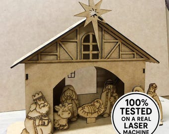 Laser Cut Nativity Scene Christmas - SVG Files (Digital Download)