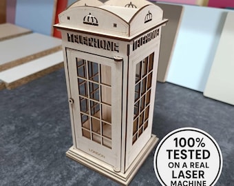 Laser Cut Wooden British Telephone Box - SVG File (Digital Downloads)