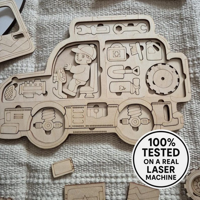 Laser Cut Car Puzzle Montessori Toy for Kids – SVG File (digital ...