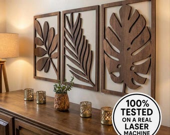 Tropical Leaf Wood Wall Art SVG | Laser Cut Jungle Decor (Digital Download)
