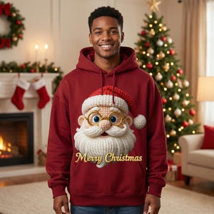 PNG de Papá Noel a crochet / Clipart de amigurumi de punto / Diseño de sublimación / Uso de POD navideño