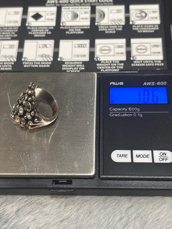 Heavy Silver/Crystals Ring - image 4