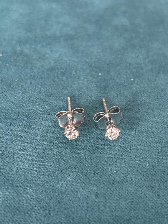 Authentic Diamond Stud Earrings TINY - image 1