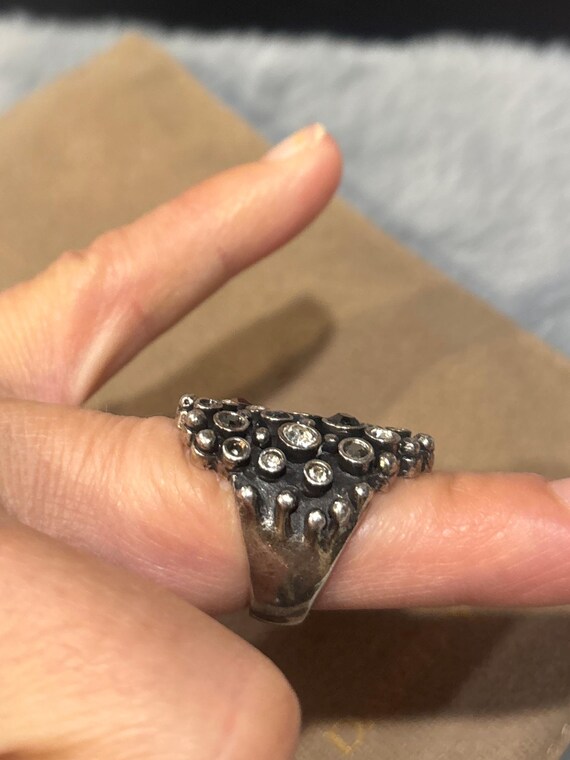 Heavy Silver/Crystals Ring - image 2