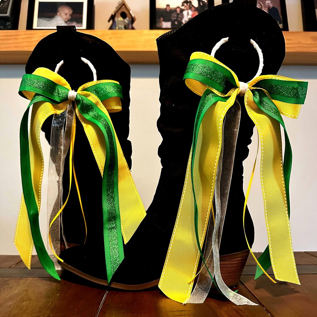 Boot Bows Display Handmade Boot Bows – Green Yellow Western Style Accessory Pair - Etsy