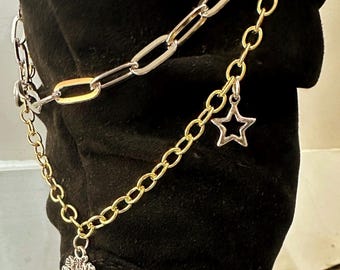 Mixed Metal Moment - Layered Silver & Gold tone Boot Chains | Western Boot Jewelry, Festival Accessories