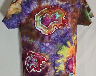 Agatkärna / Handfärgad tie-dye-t-shirt - Storlek M