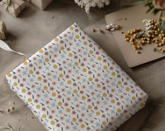 Boho Pastel Floral Pattern Gift Wrap Papers | Floral Wrapping Paper