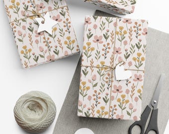 Pastel Wildflower Pattern Gift Wrap Paper | Floral Wrapping Sheets