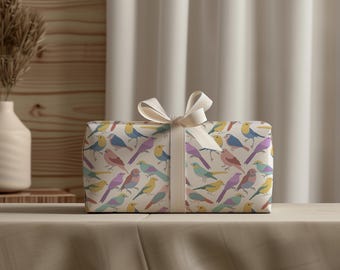 Pastel Bird Pattern Gift Wrap | Recyclable Wrapping Paper