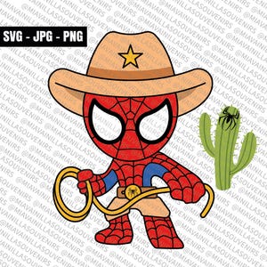 Cowboy Spidey Clipart, Spidey och hans fantastiska vänner SVG PNG (digital fil), Spidey