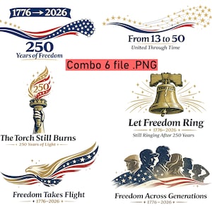 Bundle 6 File United States Semiquincentennial Bundle 1776 2026 Digital Download USA Freedom PNG Patriot Graphic, Png for Tshirt,Mugs