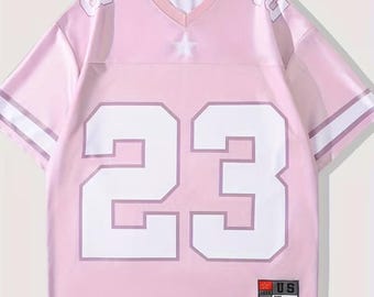 Custom Mix Mesh Football Jersey, Personalized Name & Number, Breathable Mesh Jersey Unisex, Pink Football Shirt