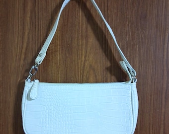 White crocodile palette shoulder bag