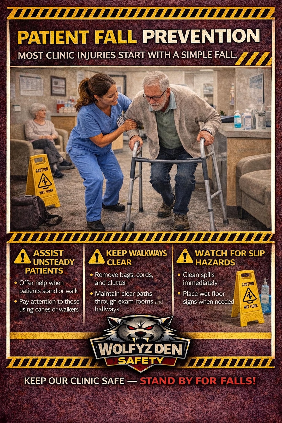 Healthcare Safety Posters | Patient Fall Prevention, Workplace Training ...