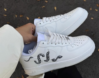 Custom Nike Air Force 1 ‘Black Snake’ | Hand-Painted Reptile Scales Artist Sneakers