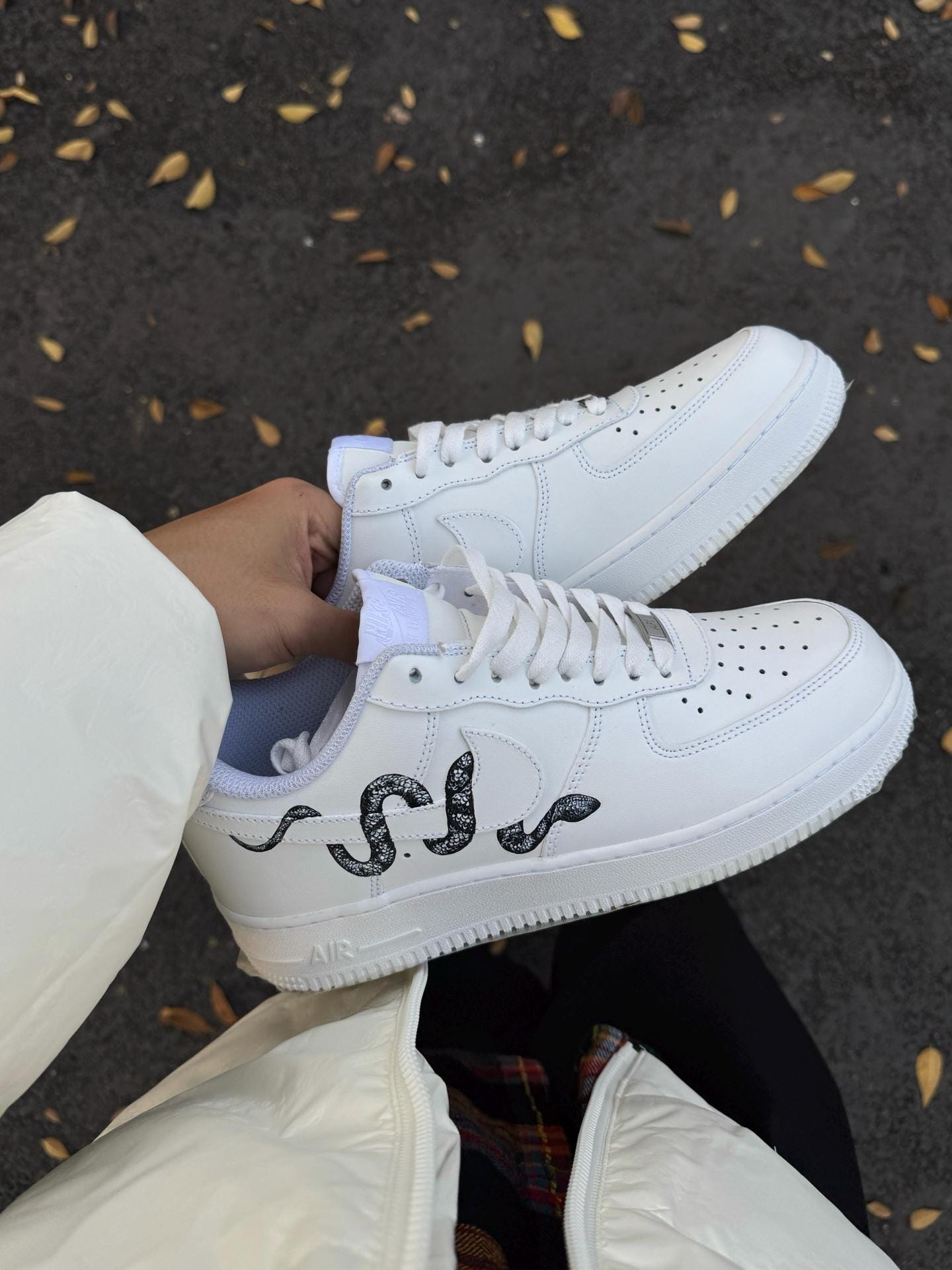 Custom Nike Air Force 1 'black Snake' | Hand-painted Reptile