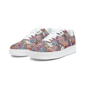 Zapatillas bajas de piel sintética con estampado marroquí, zapatos con cordones personalizados.
