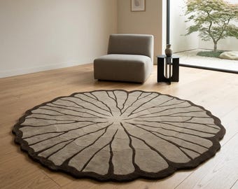 Irregular Abstract Area Rug, Hand Tufted Plush Carpet, Organic Modern Design