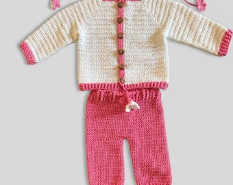 Conjunto de bebé de ganchillo personalizado - Colores y tallas personalizadas disponibles