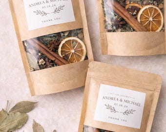 Custom Simmer pot kits for wedding, bridal shower, special event favors