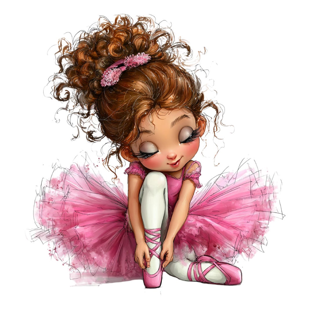 Pink Ballerina Clipart Bundle, Watercolor Ballet Dancer PNG (digital ...