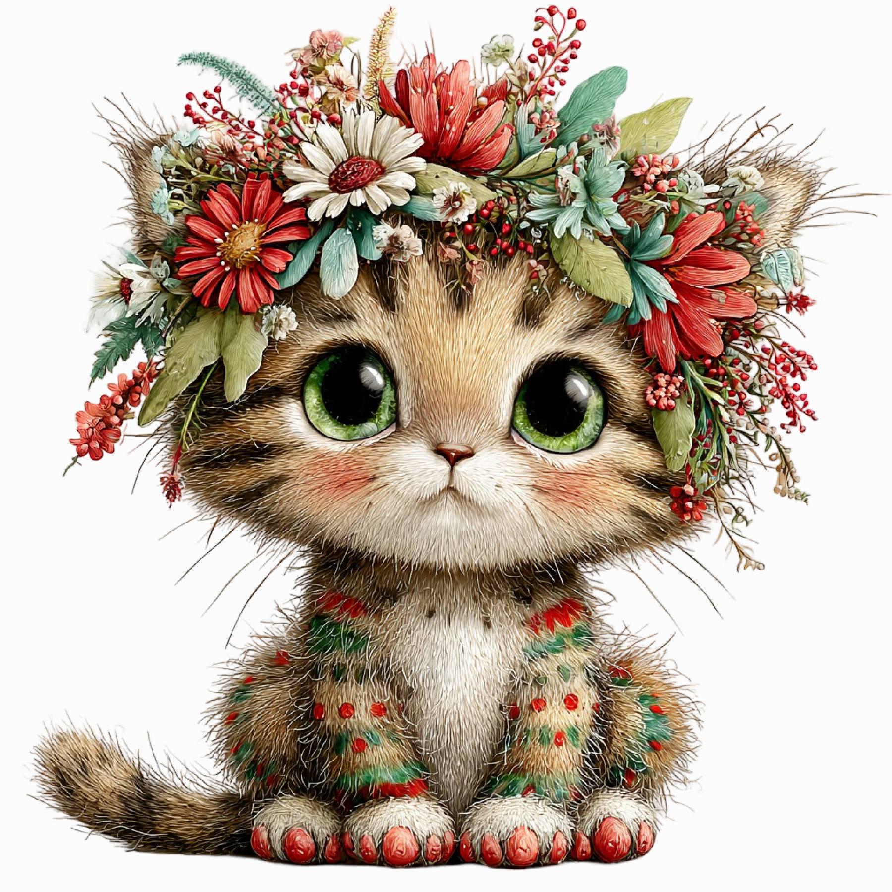 45 Whimsical Spring Cats Clipart - Floral Cat PNG (digital Download) - Etsy