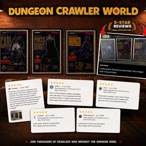 Dungeon Crawler Carl Poster Wall Art Princess Donut and Mongo Gaming Room Decor Bookish Wall Art LitRPG Fantasy Reader Gift Semi-Gloss Print imagen 2