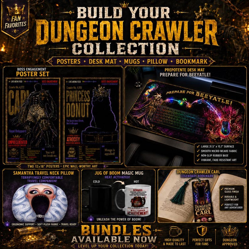 Dungeon Crawler Carl Poster Wall Art Princess Donut and Mongo Gaming Room Decor Bookish Wall Art LitRPG Fantasy Reader Gift Semi-Gloss Print imagen 15