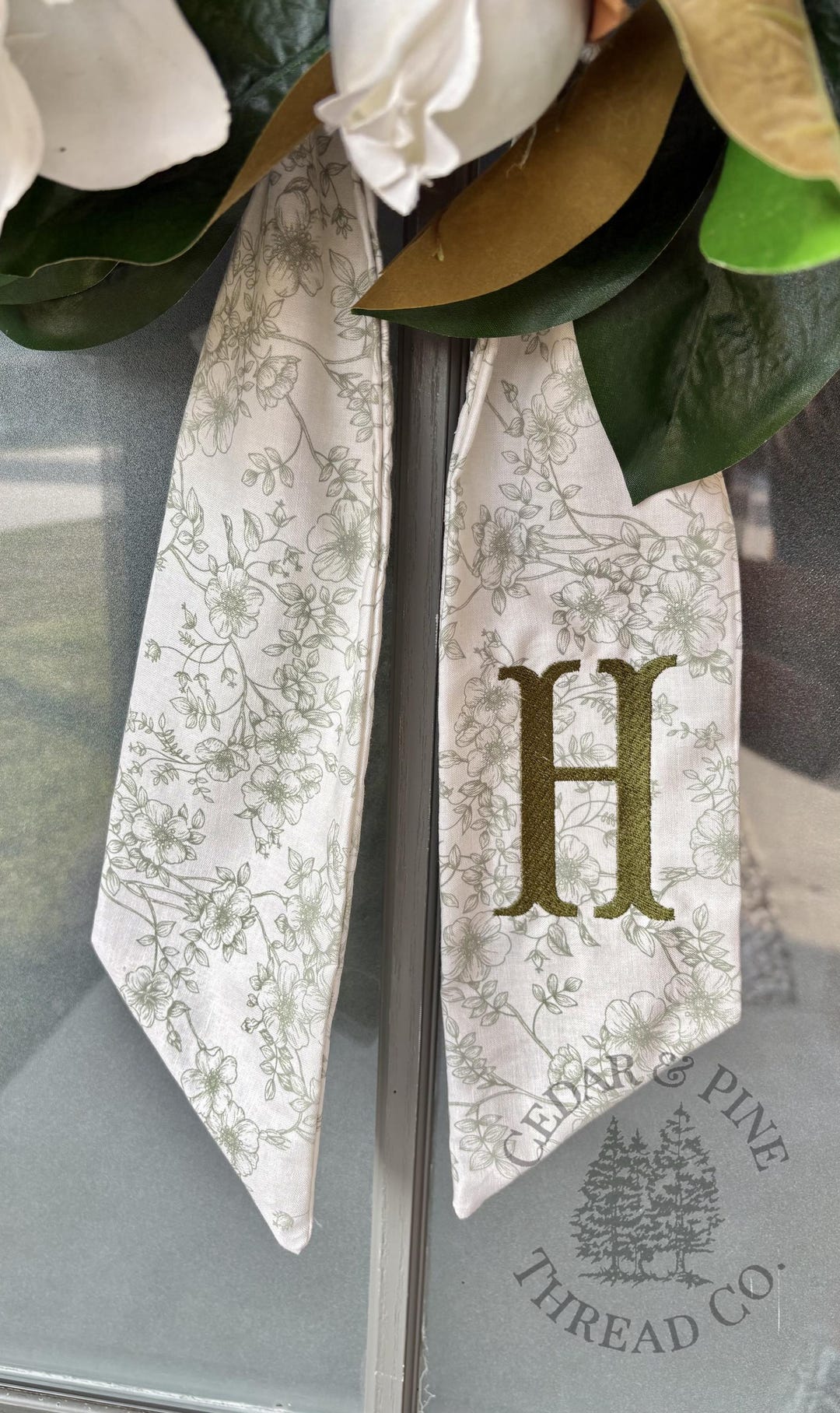Spring Wreath Sash with Custom Monogram | Personalized Summer Front Door Decor