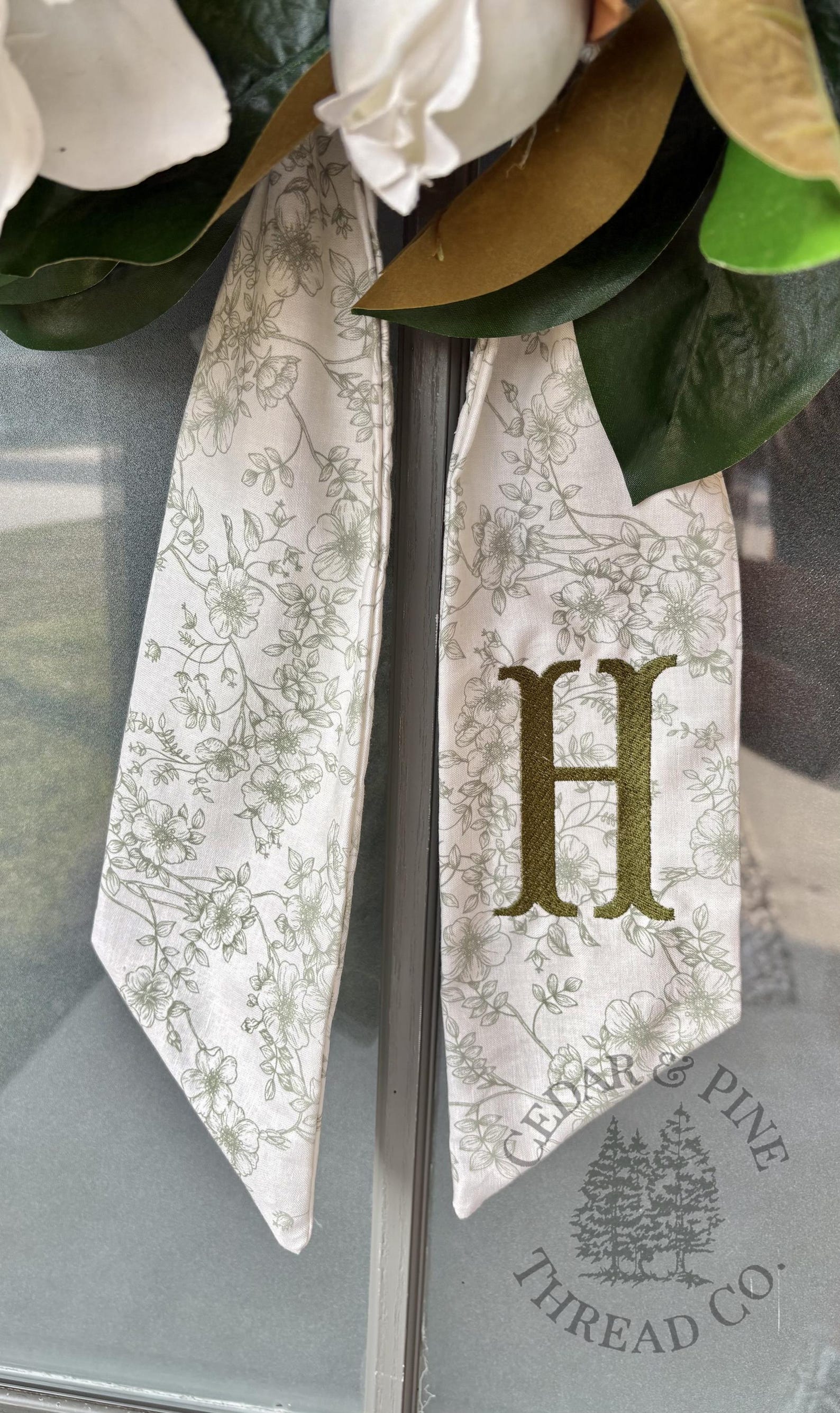 Spring Wreath Sash with Custom Monogram | Personalized Summer Front Door Decor
