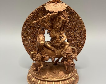 Handmade Copper Palden Lhamo Statue Wrathful Dharma Protector Figurine Zen Home Decor