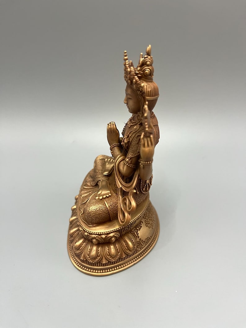Statue Chenrezig à quatre bras en cuivre Figurine bouddha ...