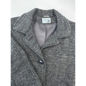 Vintage International Scene Herringbone Wool Blend Button Coat Women 7/8 Austria