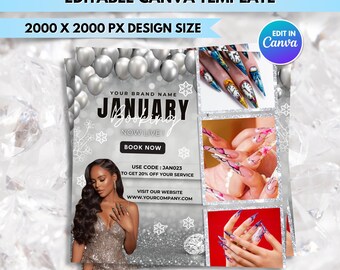 December Nail Booking Flyer, Christmas Nail Tech Template, Holiday Appointment Post, DIY Canva Salon Flyer, Social Media Marketing Instagram