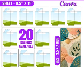 Money Holder Template, Printable Money Envelope Cut File, SVG Canva PNG 8.5x11 Sheet, DIY Blank Gift Cash Holder