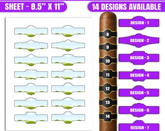 シガーラベルテンプレートバンドル、編集可能なCanvaシガーラップ、印刷可能なシガーステッカーSVG、空白のドラッグ＆ドロップシガーバンドラップ