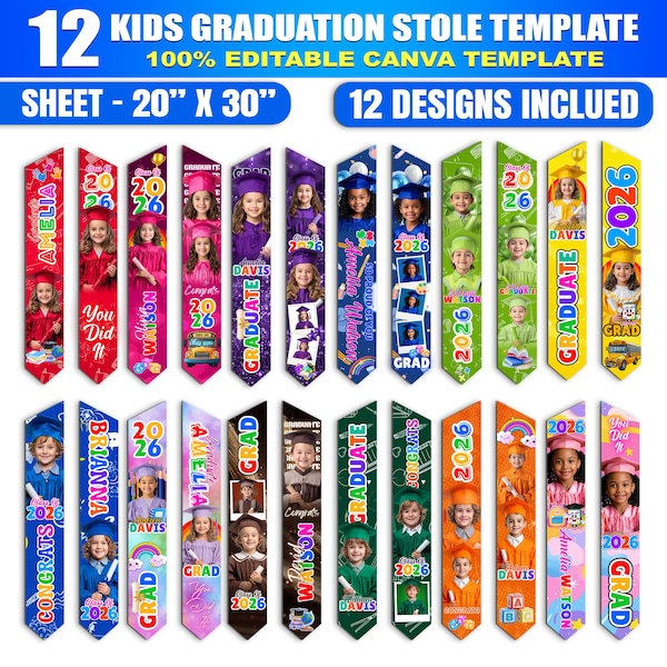Graduation Sash Template.pdf Customized Stole, - Etsy