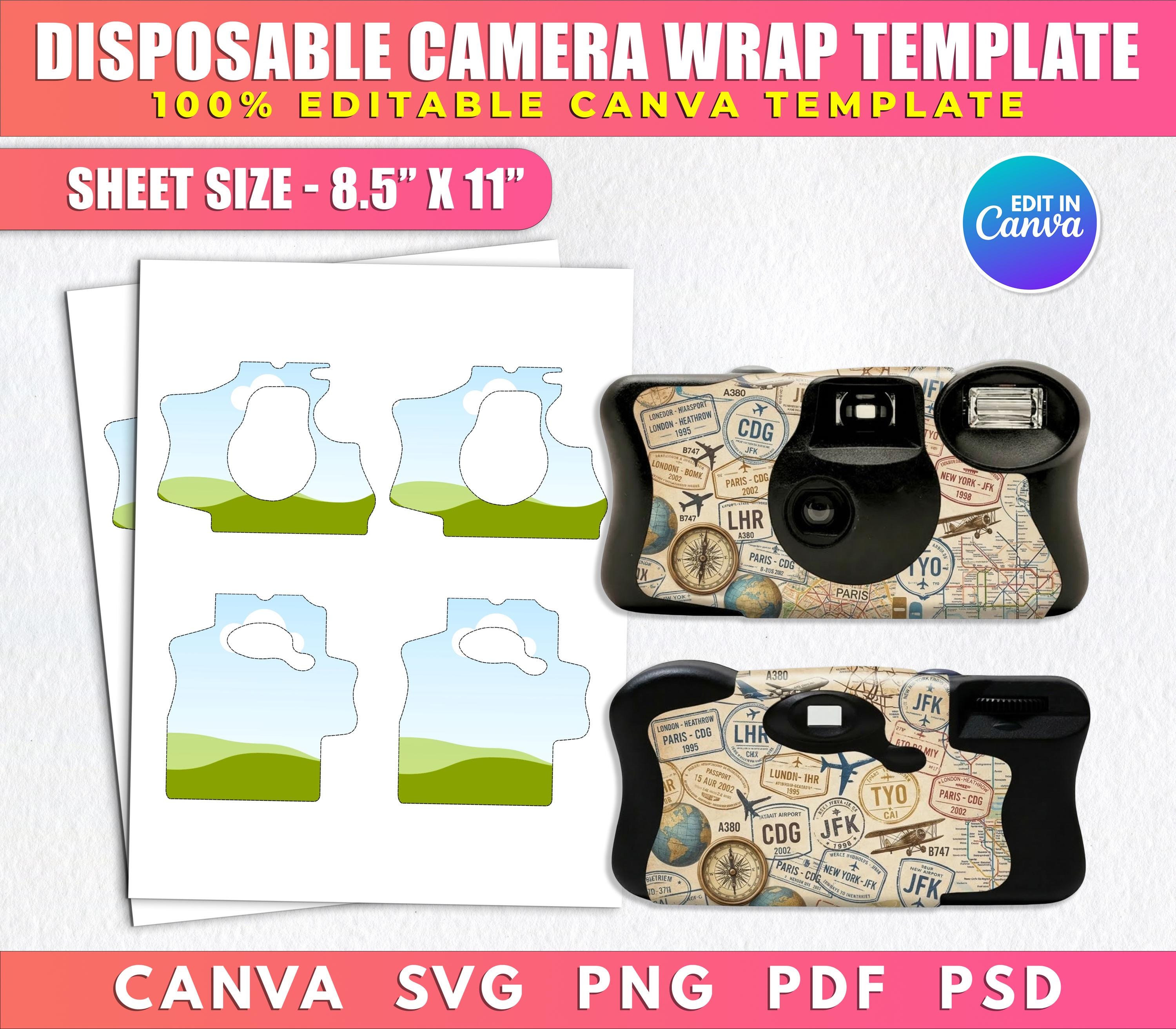 Disposable Camera Wrap Template, Kodak Funsaver Film Camera Label ...