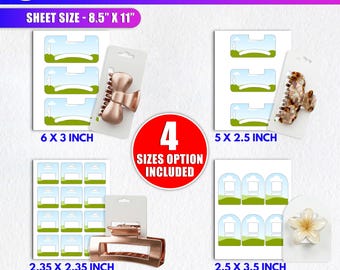 4x Hair Claw Clip Display Card Templates, Claw Clip Holder SVG DXF Png, Psd, Canva Editable 8.5X11 inch Sheet, DIY Small Business Branding