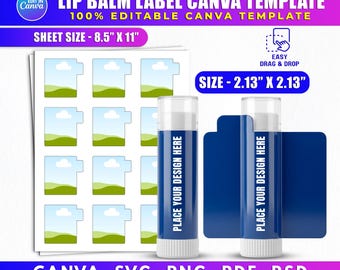 Lip Balm Label Canva Editable Template, Lip Balm Wrap Packaging Svg Png, Sublimation Template, Lip Balm Canva Editable Packaging