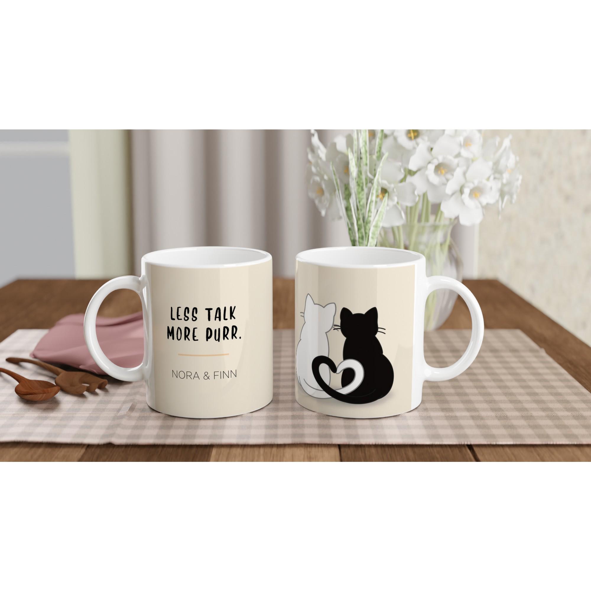 Personalized Cat Mug, Less Talk More Purr, Minimalist Cat Lover Gift