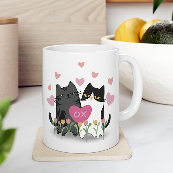 Cat Couple Mug Gift, You Won My Heart Coffee Cup