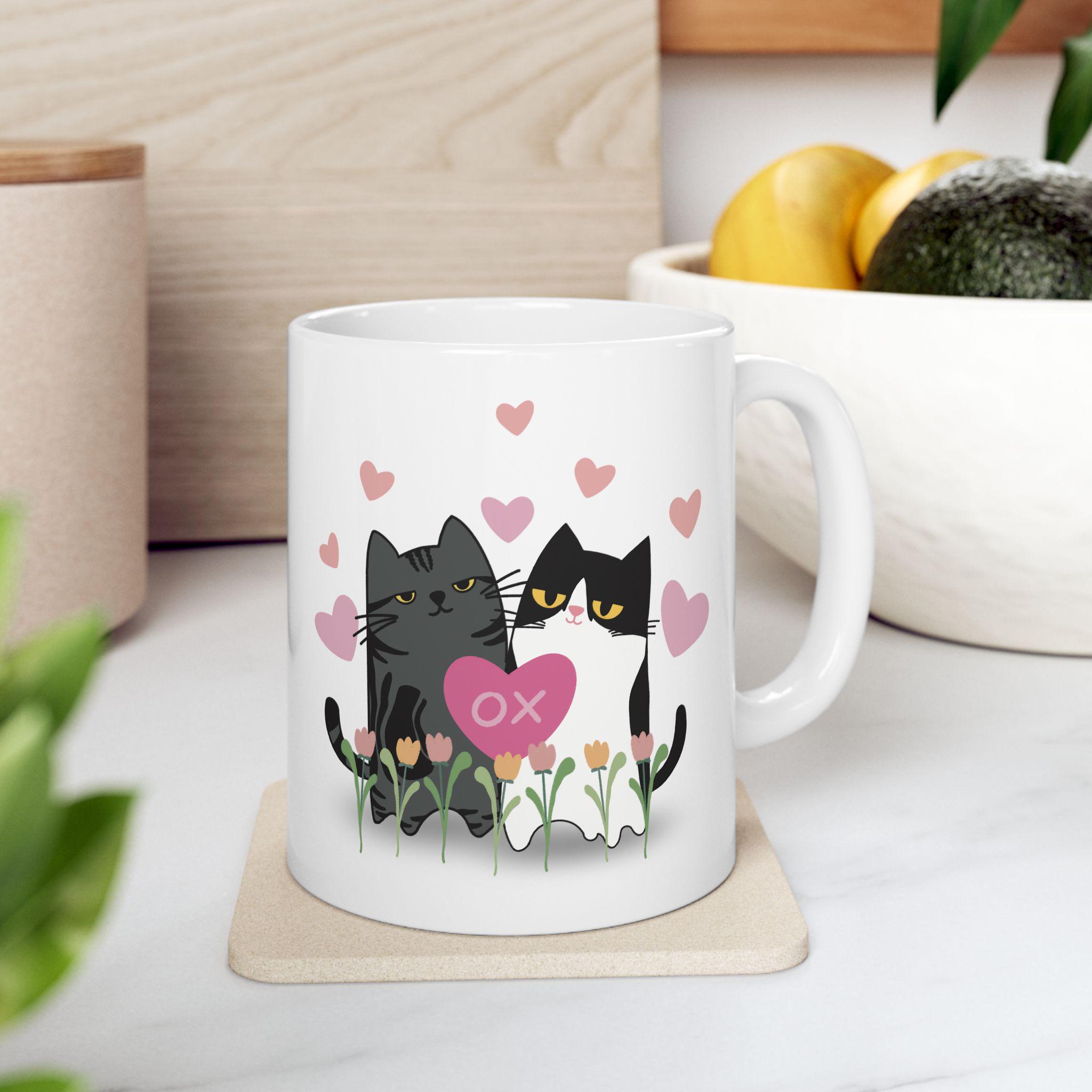 Cat Couple Mug Gift, You Won My Heart Coffee Cup