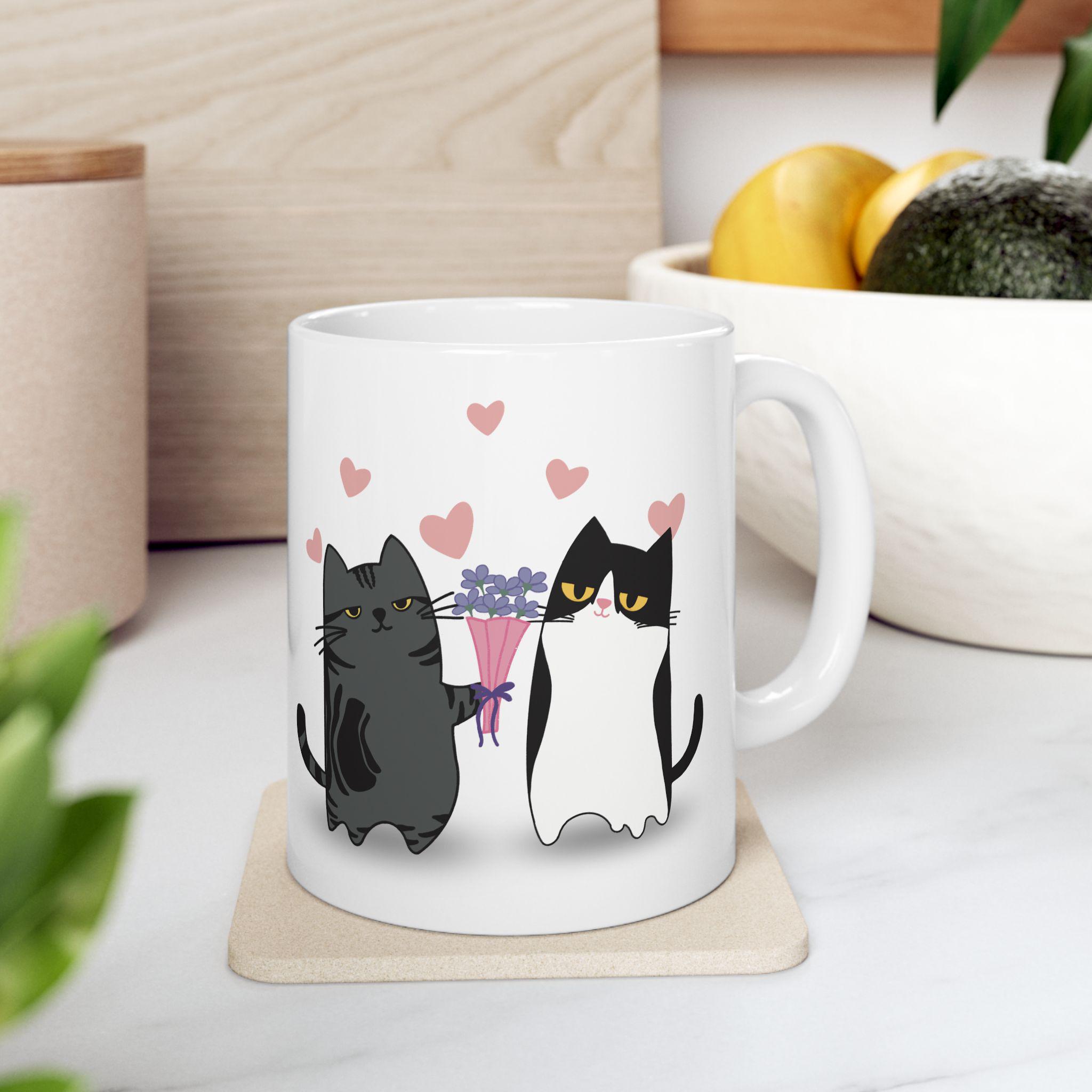 Love Every Day Cat Mug / Romantic Coffee Mug for Couples